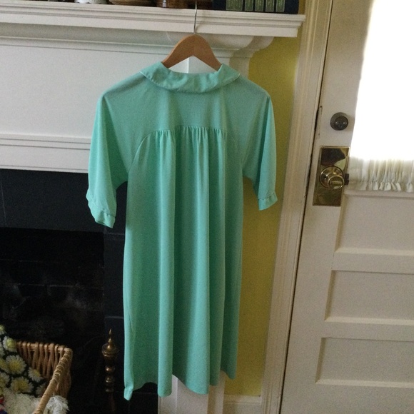 Vintage Lorraine Seafoam Green Short Sleeve Housecoat Robe - Sz Small - Picture 6 of 10